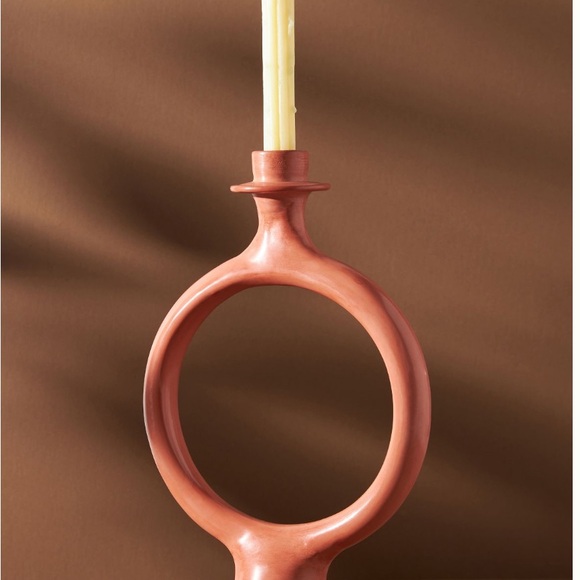 Moroccan Ring Taper Candlesticks from Anthropologie - white and terracotta - Picture 6 of 8